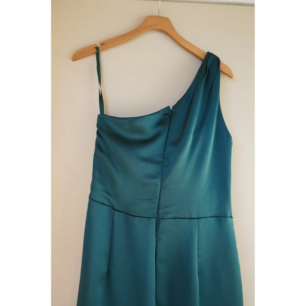 Mori Lee One Shoulder Slit Skirt Bridesmaid Dress Ruched Maxi Dress Slit size 10